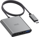 Rolio USB C naar HDMI Adapter - 3 in 1 - 35cm kabel - 4K HDMI - USB 3.0 - USB-C Opladen - Premium Kwaliteit