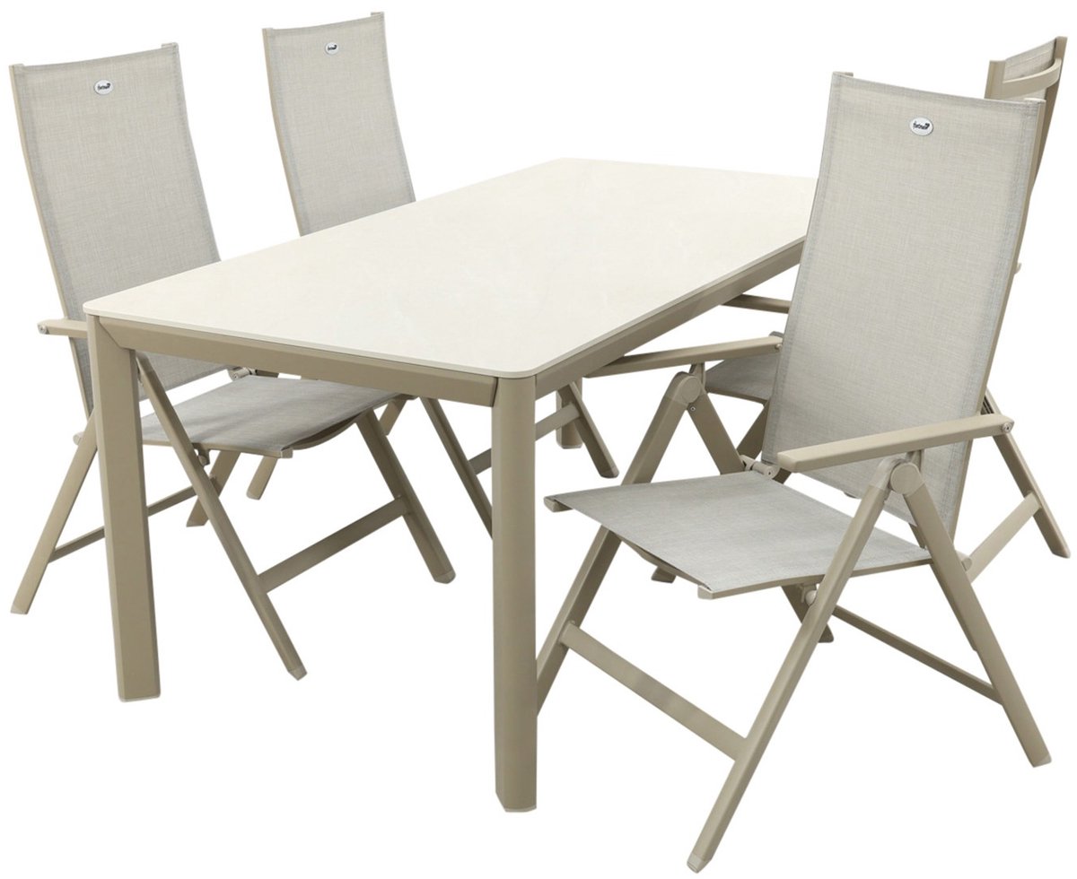 Hartman Napoli/Kyra verstelbare tuinset voor 4 personen 180x90 cm. - Latte – foto 6