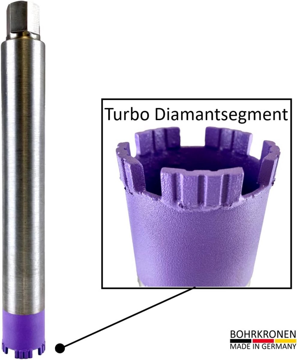 Professionele Diamantboorkroon Turbo 52 mm voor Beton en Metselwerk 400 mm Lengte