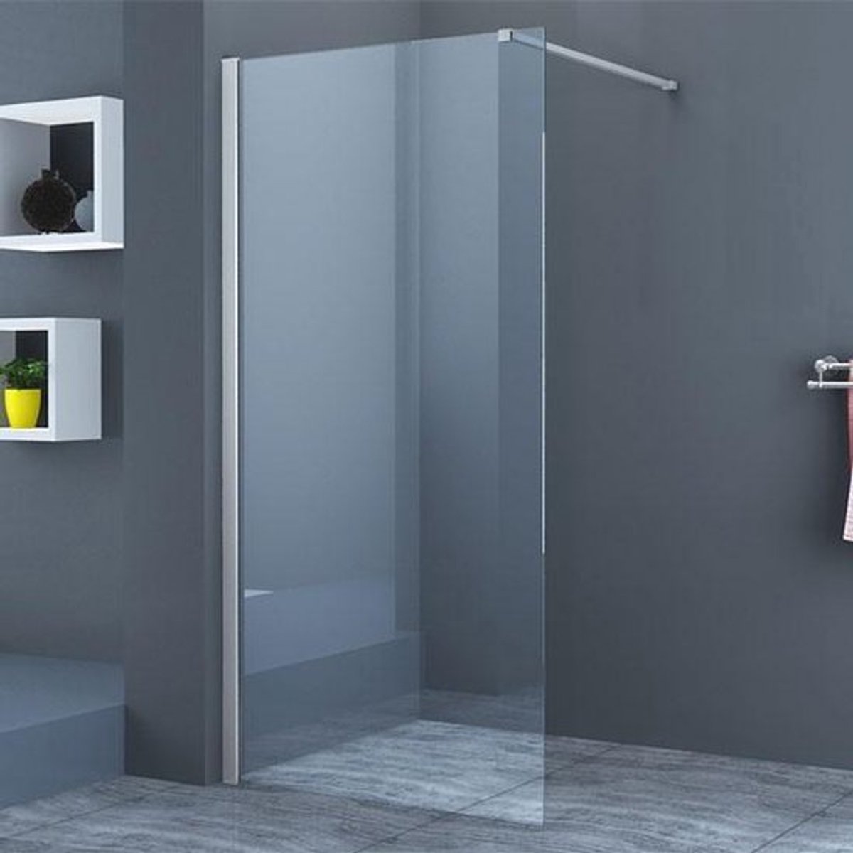 H&F Inloopdouche 80x200 cm – Douchewand Chroom Profiel – Helder Glas – 8 mm Veiligheidsglas – Antikalk Coating