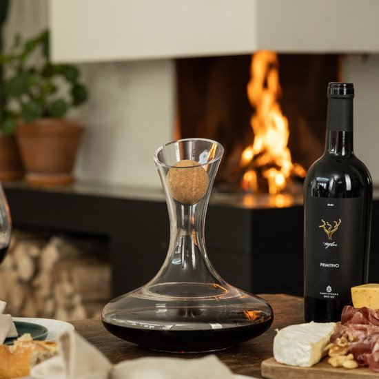 Décanteur carafe à vin - Carafe à vin - 1,45L - Incl. Liège - Incl. 1000 Perles de nettoyage - Décanteur - Carafe décanteur - Décanteur vin - Décanteur Vin - Accessoires Vin -