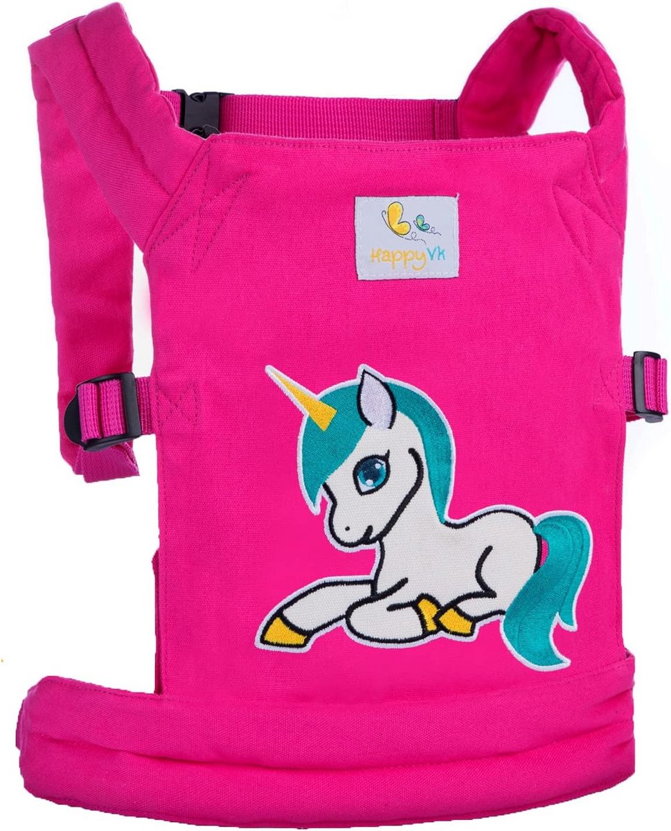 Doll Carrier voor Kinderen - Met Eenhoorn Borduurwerk en Omkeerbare Pailletten Armband
