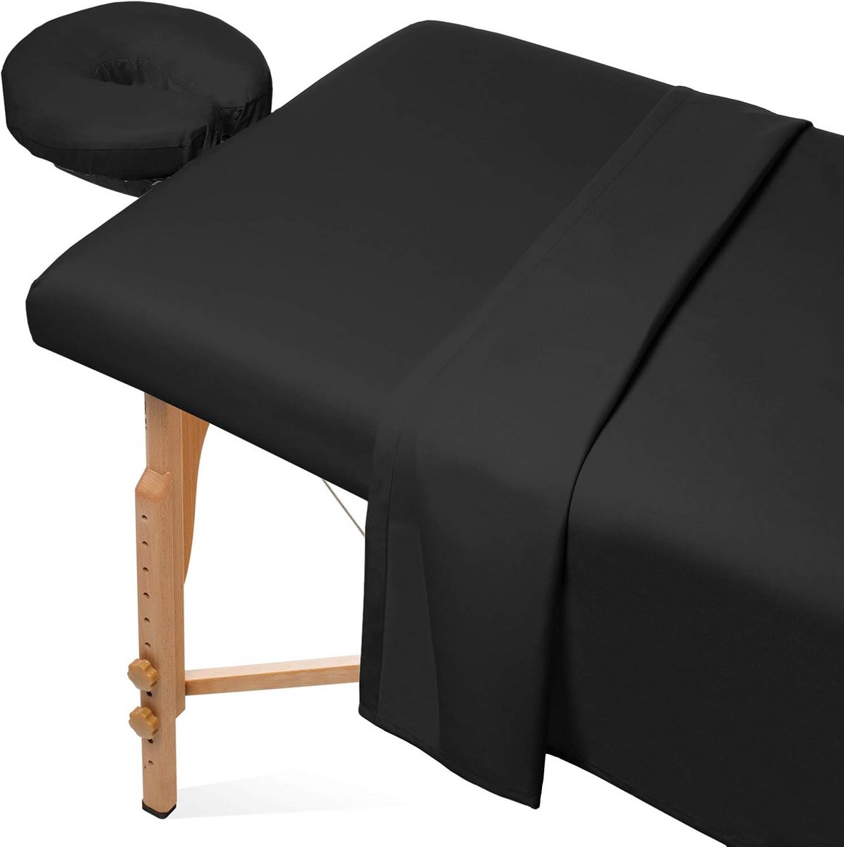 3-delige microvezel massagetafel lakenset - premium gezichtsbedhoes met hoeslakens - zwart