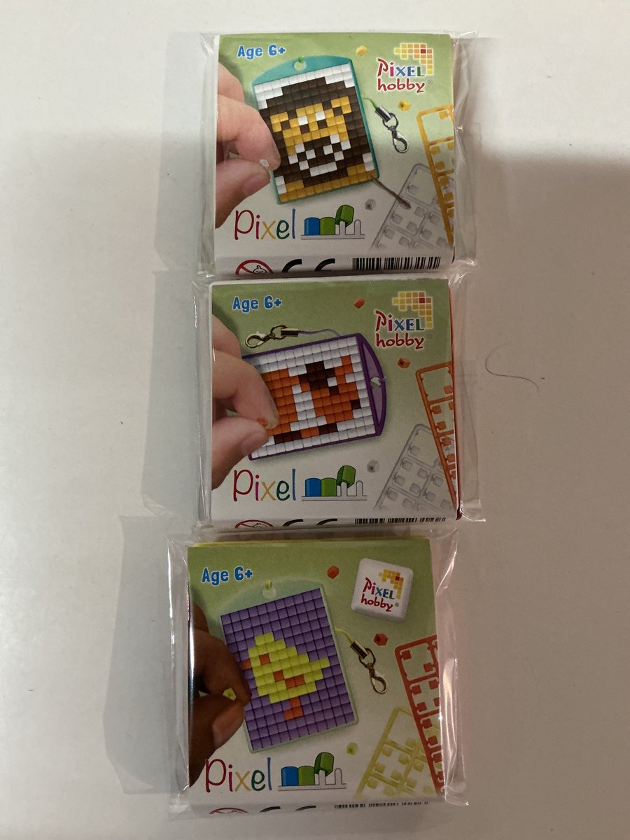 SET 3 PIXELHOBBY MEDAILLONS LEEUW-HAMSTER-VOGEL