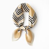 Dames Haarsjaal - Neksjaal Vierkant - 70x70 cm - Gold Black Stripes
