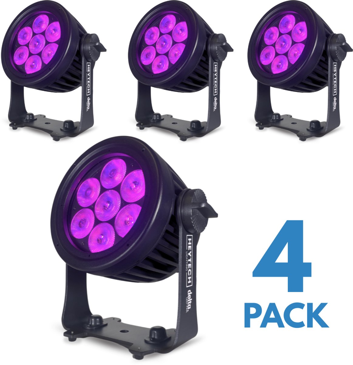 4 Pack Heytech Lighting Delta LED-par - 7x15Watt - RGBW - IP65