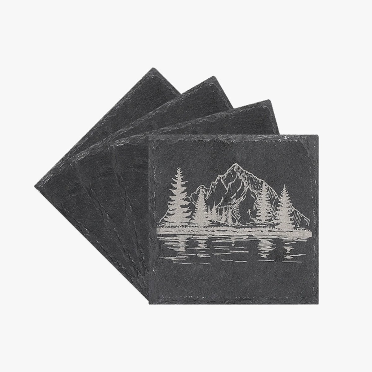 Leisteen Onderzetters 10x10 cm – Set van 4 – Natuurlijke Slate Coasters voor Laser Graveren – Gepersonaliseerde Onderzetters – Perfect voor DIY & Cadeaus