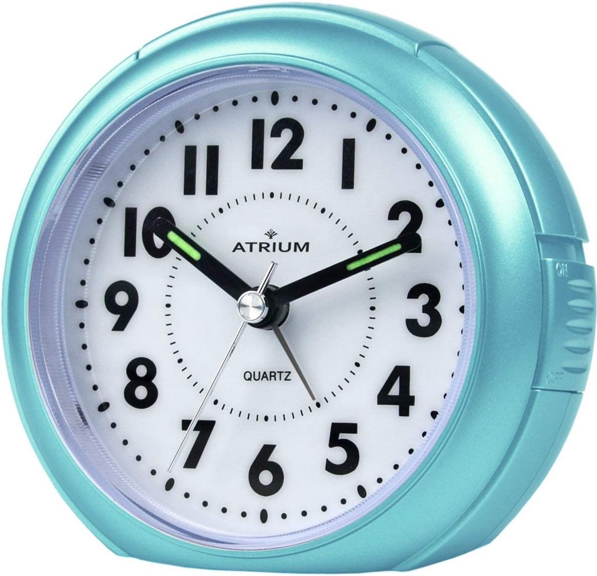 Analoge kwartswekker zonder tikken met licht en snooze - Lichtblauw Metallic