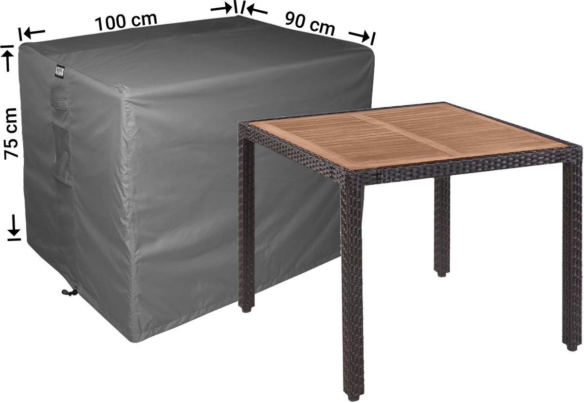 Raffles Covers Beschermhoes tuintafel - 100 x 90 H: 75 cm - D-RT10090 - Waterdicht - Ademend - UV-bestendig - Elastisch rijgkoord - Beschermhoes tuinmeubelen Antraciet