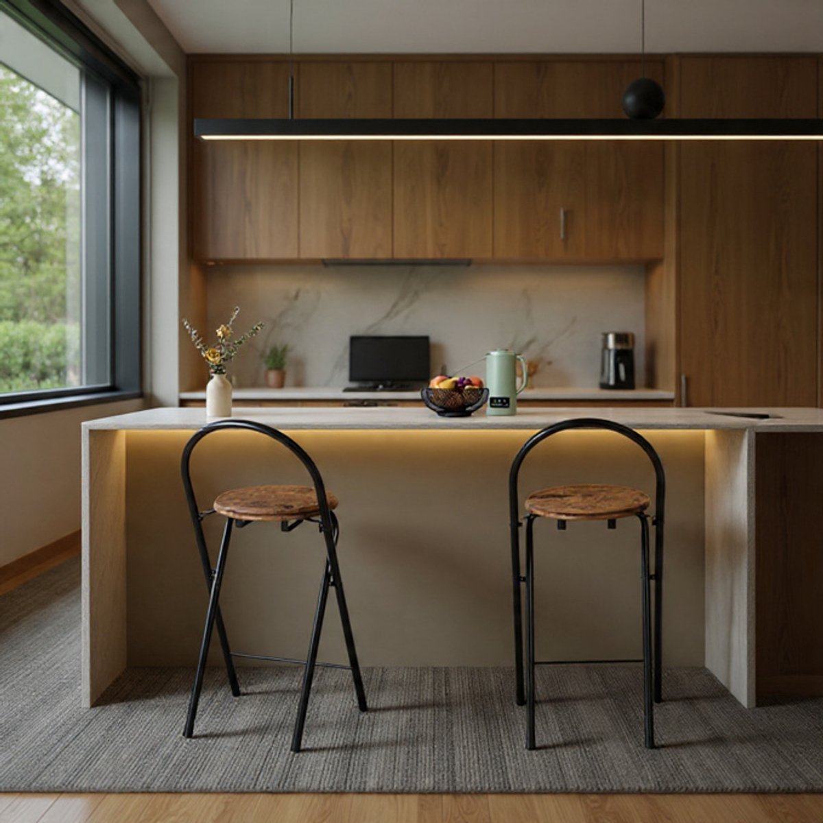 Opvouwbare Barstoelen Set van 2 – Vintage Moderne Barstoelen met Rugleuning en Voetensteun