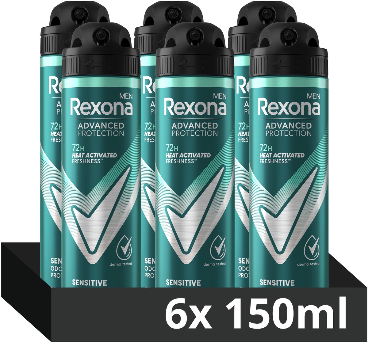 Bol.com Rexona Men Advanced Protection Anti-Transpirant Spray - Sensitive - met Heat Activated Freshness Technologie - 6 x 150 ml aanbieding