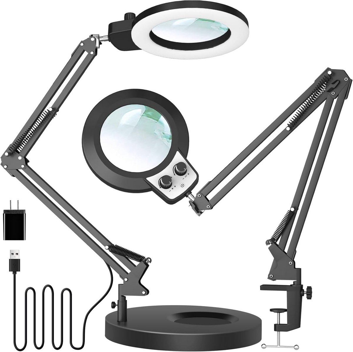 Vergrootglas met Licht en Standaard – 10X LED Vergrootlamp met Klem voor Hobby en Lezen