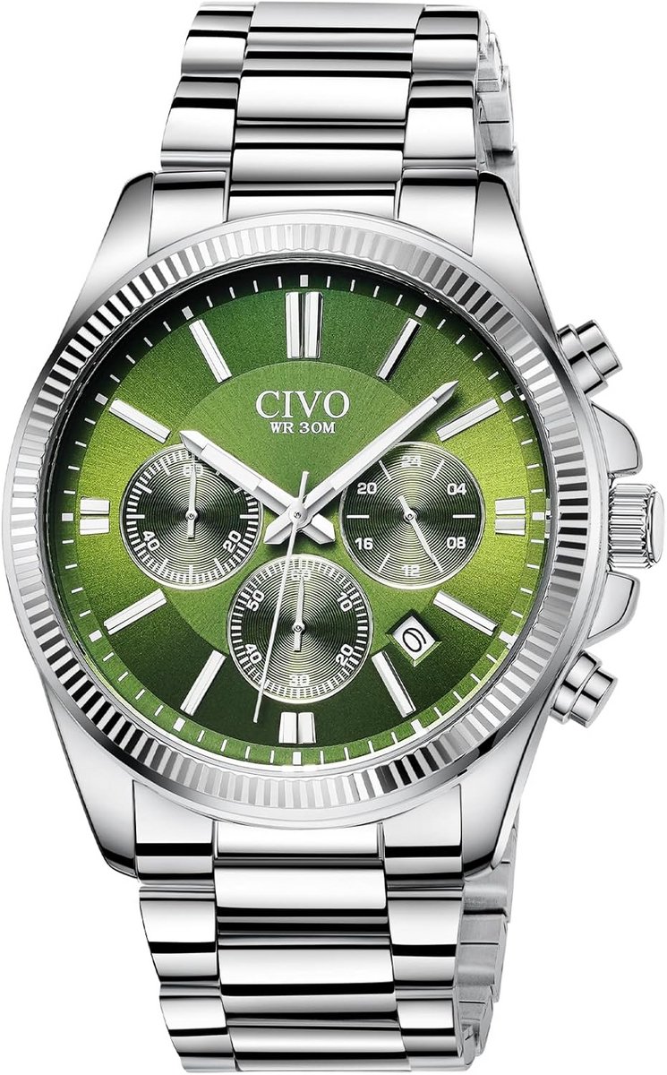 Heren Chronograaf Quartz Polshorloge - Stijlvol Roestvrij Staal Waterdicht met Datum