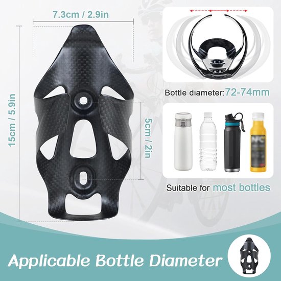 Flessenhouder voor Fiets - Ultralicht Carbon Voor Racefiets en MTB — afbeelding 2