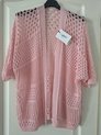 Opengewerkt dames vest Amelie-effen licht roze-maat L/XL-cardigan-bohemian stijl