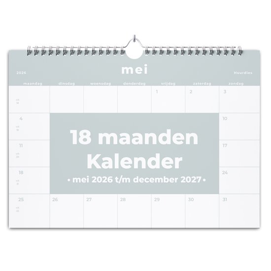 Huurdies maandkalender - 2026 & 2027 - A4+ - Enkelzijdig met kartonnen achterkant