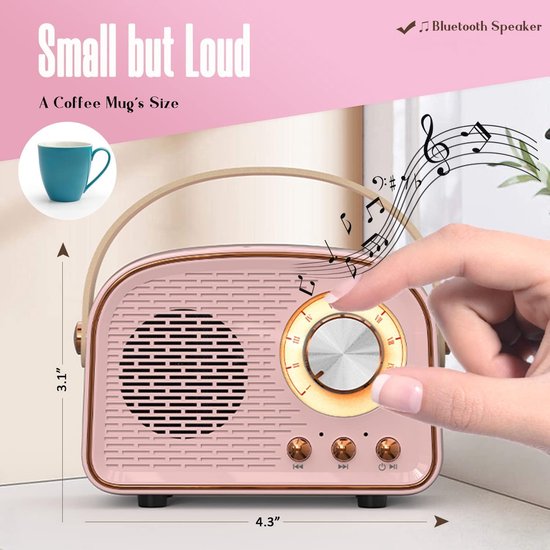 Retro-Bluetooth-Speaker-Draagbare-Radio-FM-Vintage-Luidspreker-Oplaadbaar-8-Uur-Speeltijd-Hout-Look van Merkloos — afbeelding 3