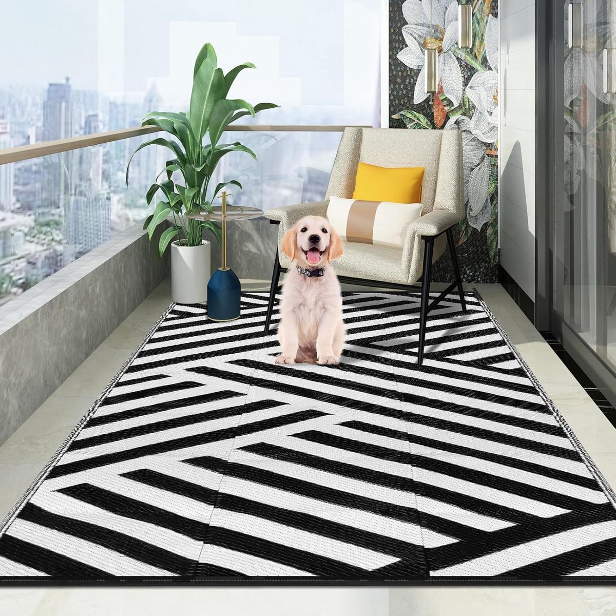 Weerbestendig Buiten Tapijt 120x180 CM – UV-Bestendig, Water- en Schimmelwerend, Opvouwbaar en Wasbaar