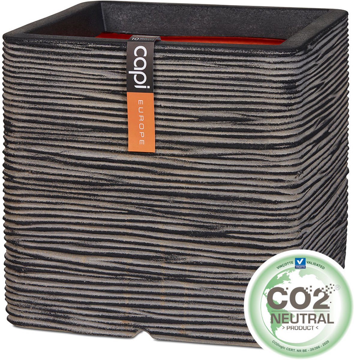Capi Europe Pot de fleurs carré Rib NL - 40x40 - Anthracite