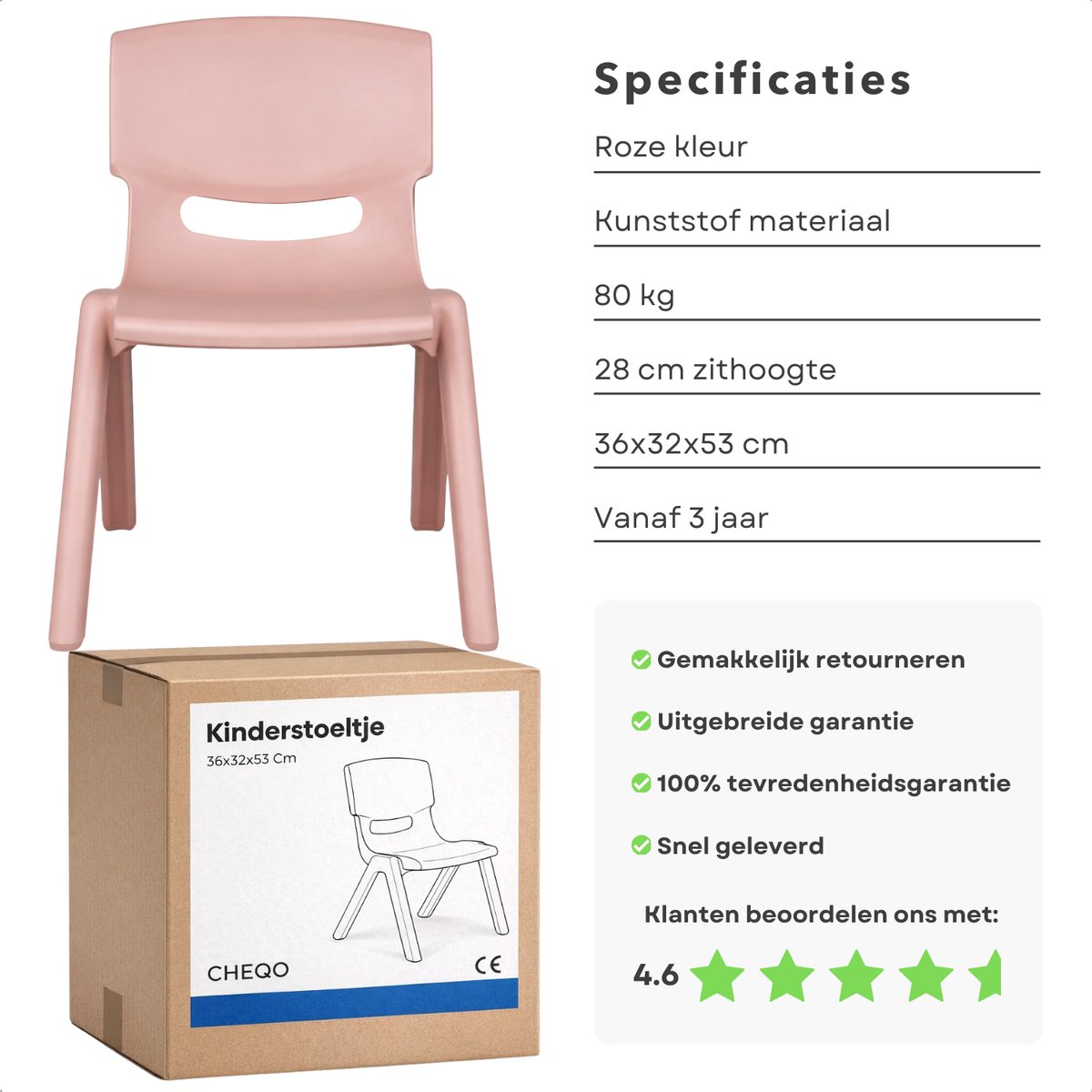 Cheqo Kinderstoeltje - Kinderstoeltje Roze thumbnail 2