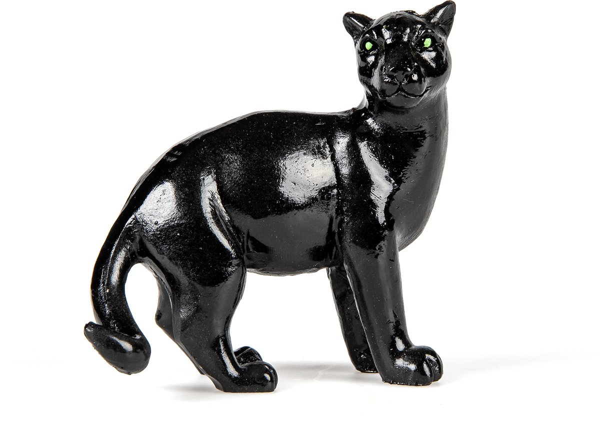 HOBI - Zwarte panter van hars 10 cm jungle thema decoratie
