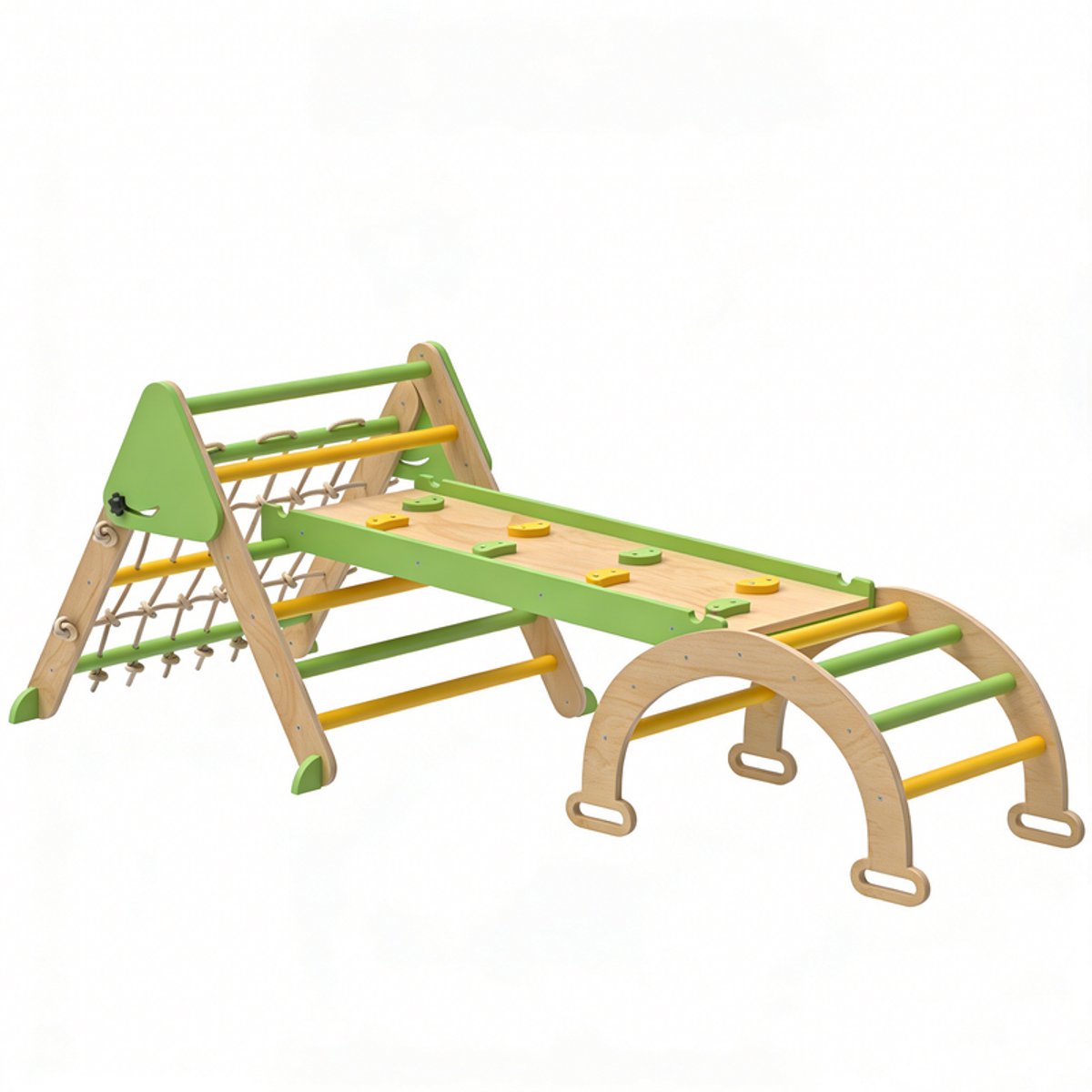 8-in-1 Kids Klimrek - met Klimboog en Helling met Klimrek/Glijbaan - Montessori Klimrek - Klimset - Speelgoed - 65.5 x 42 x 36 cm - Groente