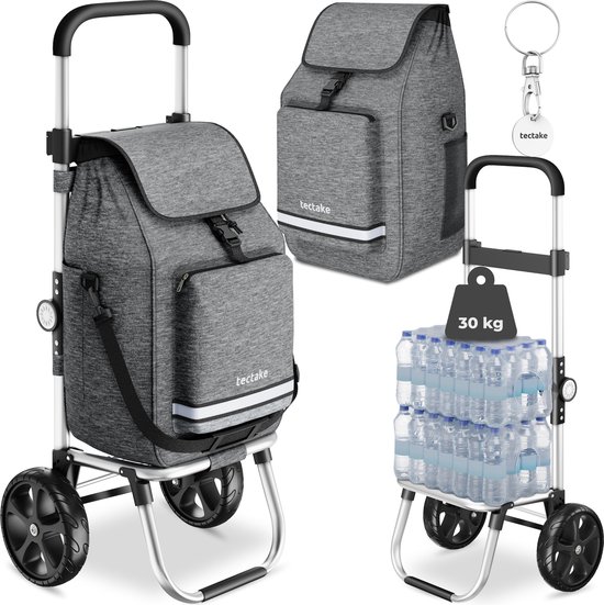 blnbag T3 Opvouwbare boodschappentrolley, lichte boodschappentrolley, stabiel aluminium frame, boodschappentas met wielen, 49 l, 98 cm