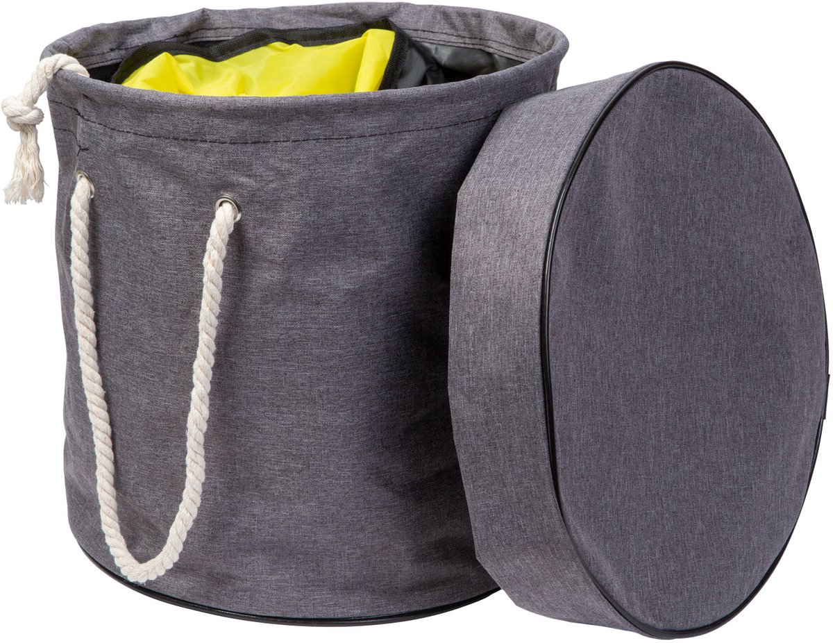 Speelmat met Opbergzak - Ø135 cm - Sluitbare Speelmat & Speelgoed Organizer - Opvouwbare Speelkleed Mand - Geel/Grijs - 20L - Oxford Polyester - Voor Kinderen & Peuters [BW4009]