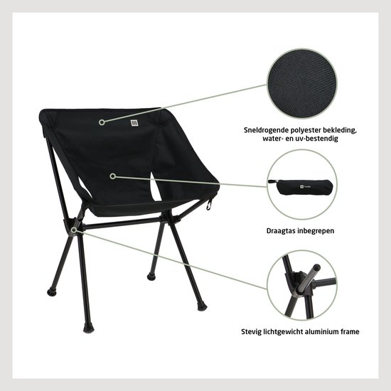 Travellife Finn Campingstoel - Lichtgewicht Vouwstoel - Stevig lichtgewicht aluminium frame - Water- en uv-bestendig - Inclusief draagtas — afbeelding 3