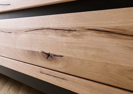 MASSIVMOEBEL24.DE wilde eik TV-meubel beige massief hout 220x40x56 cm (BxTxH) geolied volledig massief gemonteerd VILLANDERS #254