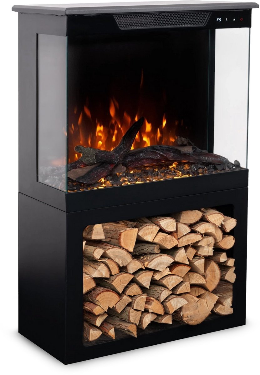 Lumea Fires Spectra 24" inch - Vrijstaande elektrische haard - Front - LED vlambeeld - ventilatorkachel & thermostaat - Bedienbaar via Bluetooth app of afstandsbediening - 61cm - Zwart