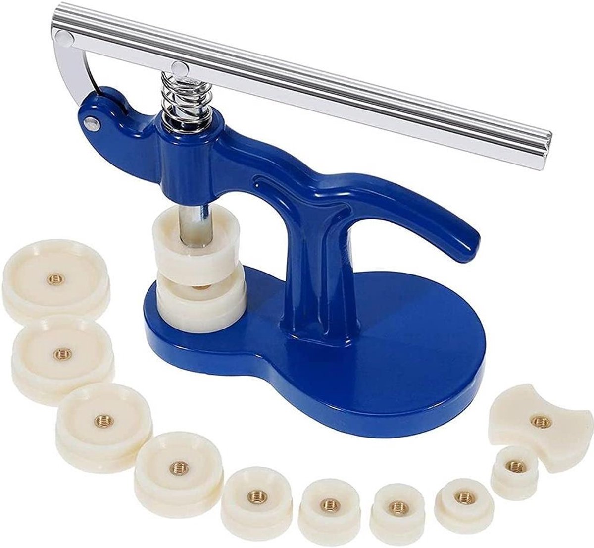 Allecto Horloge Reparatie Tool Kit - Watchmaker Reparatie - Snap on Fitting Matrijzen - Horloge Terug Press Case Closer - Glas Fitting - Geschikt voor Reparatie - Zwart Model - Pro Watchmaker Tool Kit met 12 Matrijzen