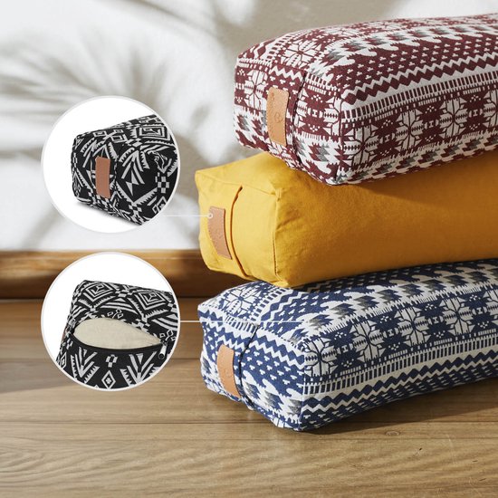 #DoYourYoga - Hoekig Yoga bolster - »Paravati« - Meditatiekussen met bio-organische boekweit schalen vulling - L67 cm & diam.13 cm - Style (7) van #DoYourYoga — afbeelding 5