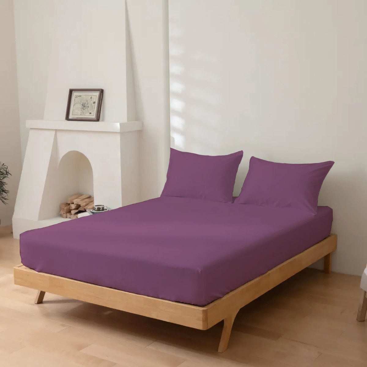 Senzatione katoen satijn Hoeslaken Aubergine - 200x220+30