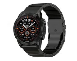 Strap-it Titanium 'Hybrid' bandje geschikt voor Garmin Fenix 8 (Pro-E-47mm) - Fenix 7 (Solar-Pro) - 6 (Solar-Pro) - Fenix 5 (Plus) / Forerunner 970 - 965 - 955 - 945 - 935 - 745 / Epix Gen 2 - Pro 47mm / Quatix 7-8 - Zwart