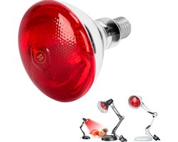 Aura® Warmtelamp Reptielen - UVB Lamp Terrarium - Hot Spot Lamp incl. Reserve Lamp - Rood - 16cm x 15cm x 15cm