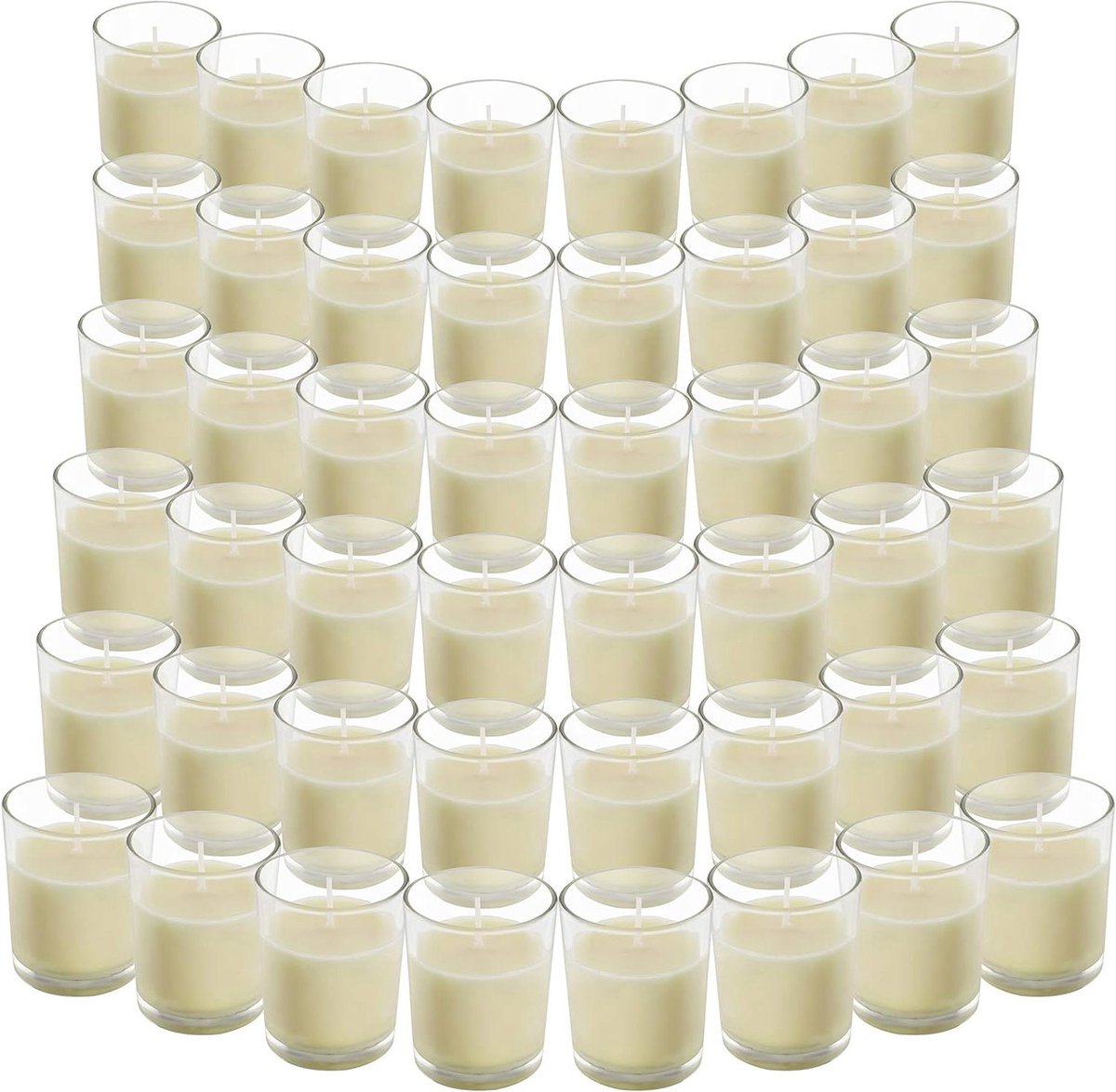 Allecto - Geurloze Helder Glas Gevulde Votief Kaarsen - 12 Uur Brandtijd - Helder Glazen Houders met Hand Geschonken Witte Wassen Kaarsen - Ideaal Voor Huwelijken, Spa's, Aromatherapie