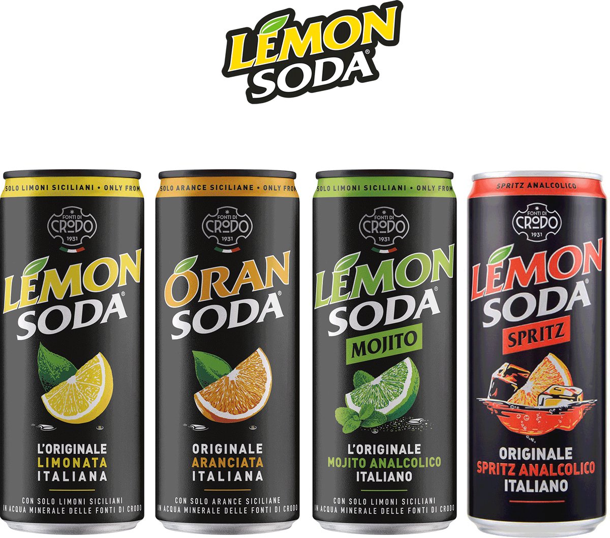 LemonSoda L'ORIGINALE Assortiment - LemonSoda - OranSoda - LemonSoda Mojito - LemonSoda Spritz - tray 24 x 33cl