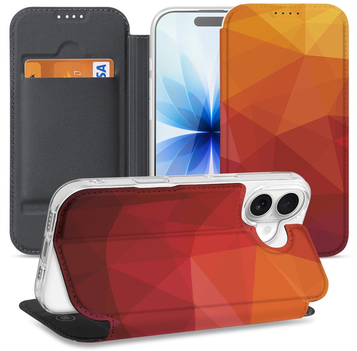 voor Book Case Apple iPhone 17 Polygon Red