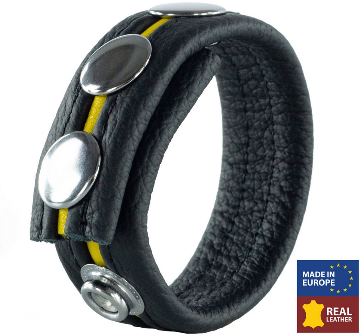 Red Leather - Verstelbare Leren Cockring - Geel