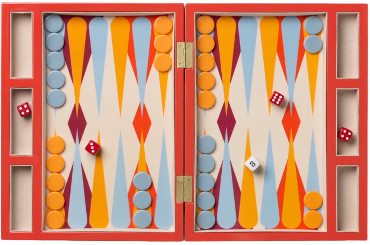 Printworks Spel - Backgammon Lacquered - Rood