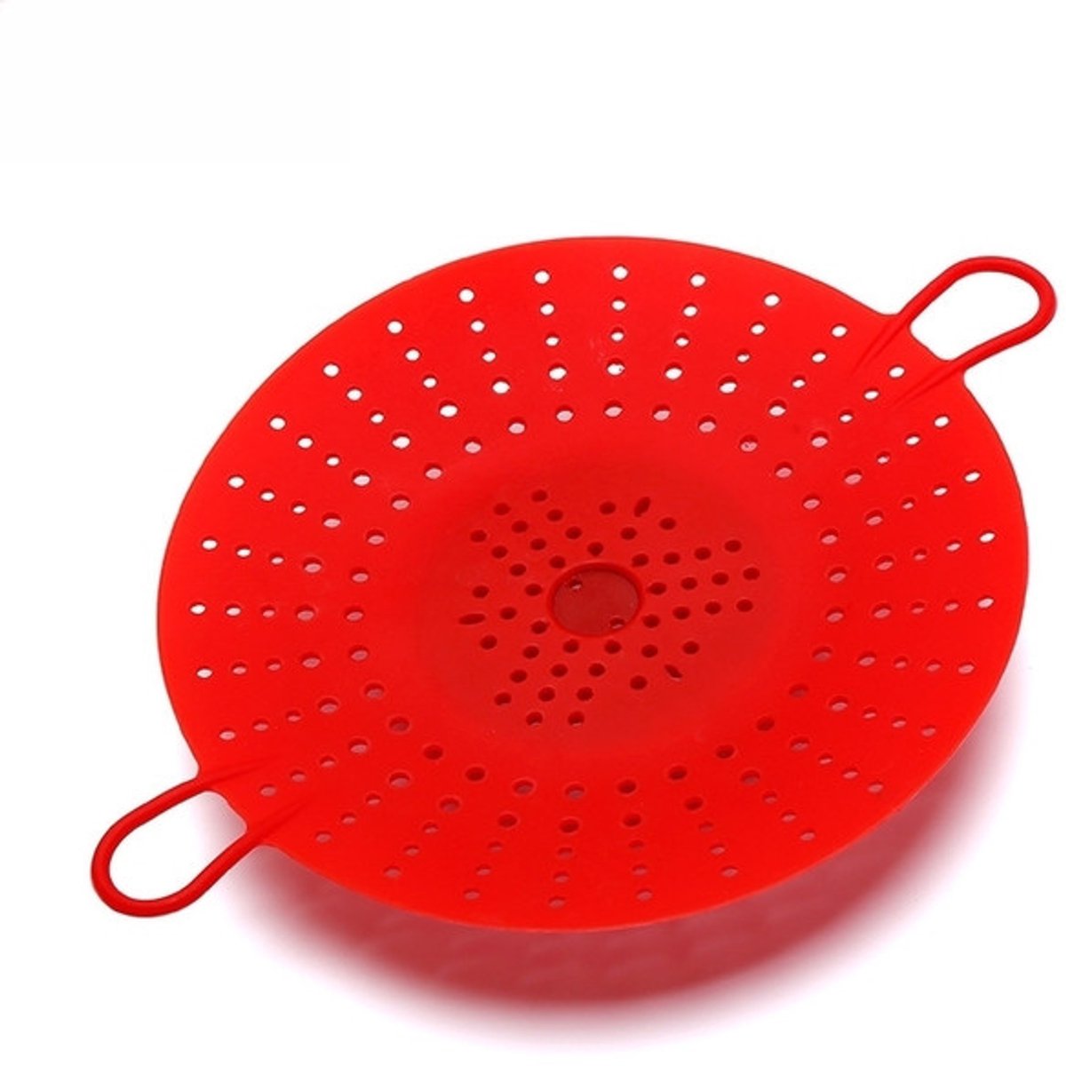 Siliconen stoommandje - Stoommandje - Met handvat - Voedsel stoommandje - Hittebestendig - rood