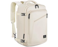 Matein Handbagage Rugzak 40x30x20 cm voor Vliegtuig – Ryanair Maat Cabin Rugzak 30L, Uitbreidbare Reisrugzak Unisex, Geschikt voor KLM, Transavia & easyJet, Travel Backpack voor Business & Reis, Wit