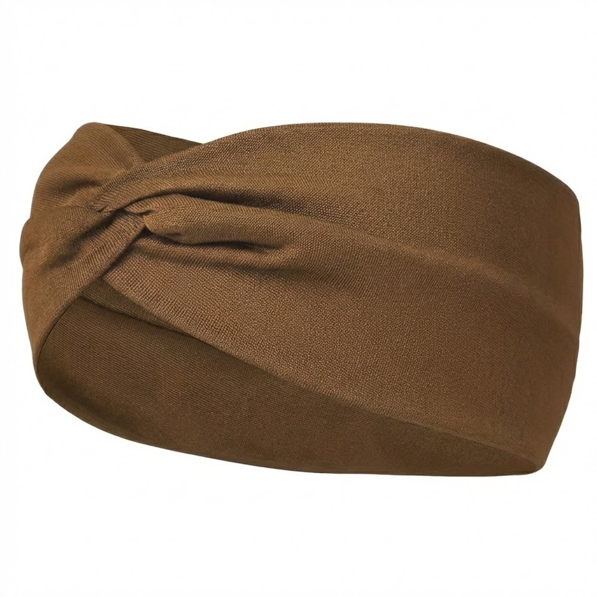 Bruine elastische haarband met twistknoop voor dames – brede rekbare hoofdband – stijlvol en comfortabel haaraccessoire