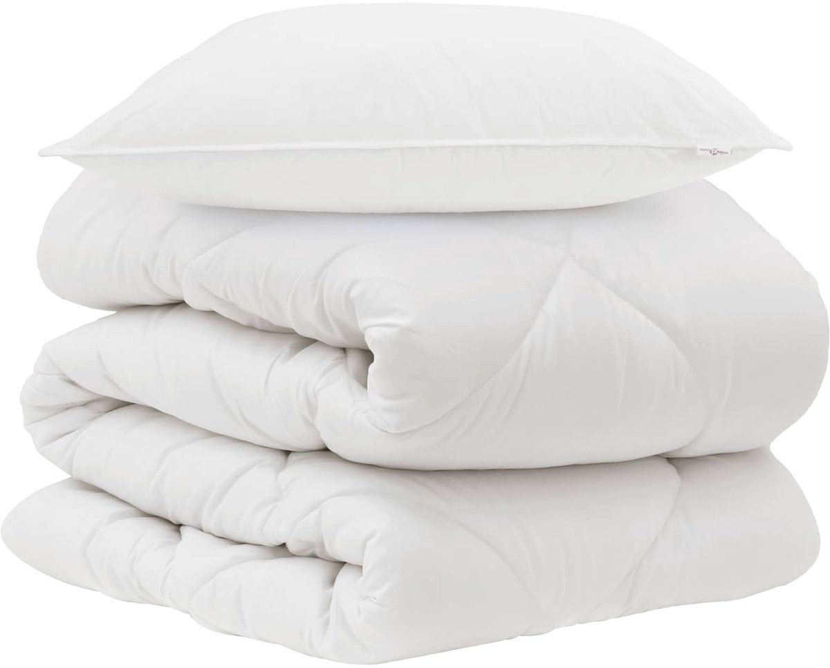 vidaXL - Dekbed - met - kussen - 2 - pcs - Wit - Microvezel