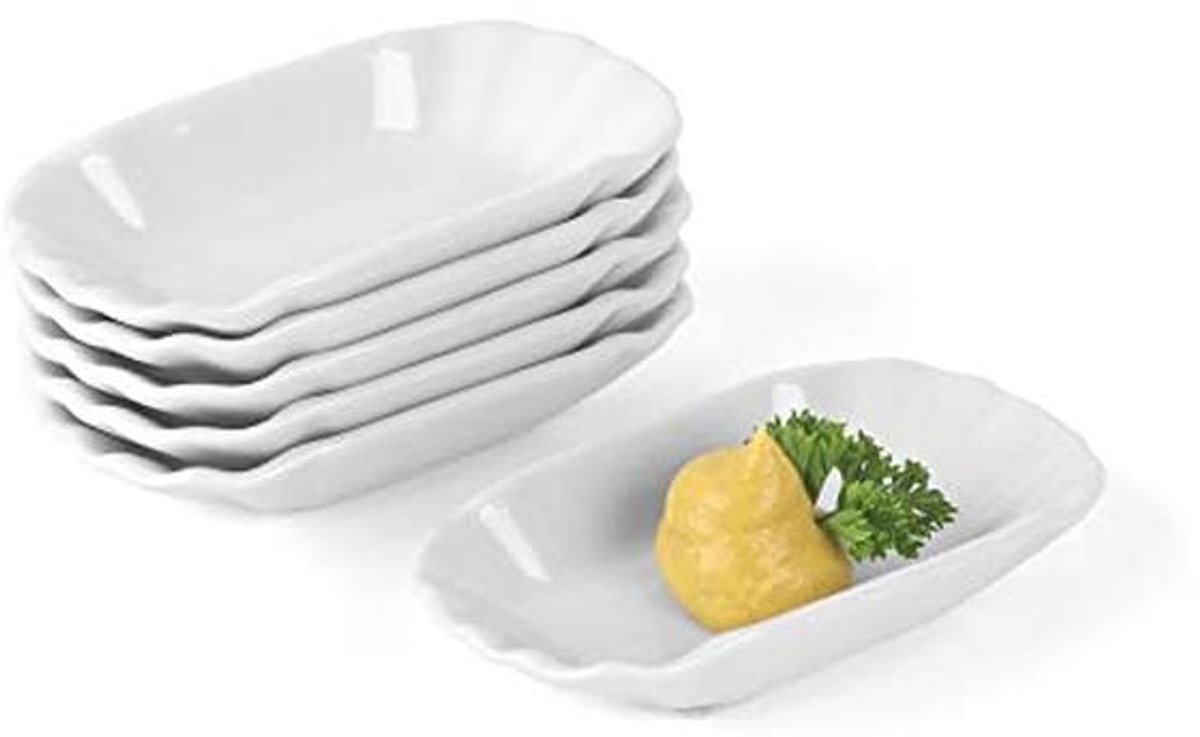 Porseleinen frietschaal 9 cm kartonnen look - Snack Line - 6 stuks
