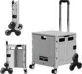Chariot à courses pliable OFMOTRA - avec roues spéciales pour trottoir et escaliers - Poignée télescopique - Chariot à courses - Caisse pliante - Opbergbox - jusqu'à 45 kg - Zwart