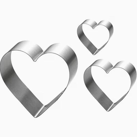 Hartjes koekvorm / Hartjes uitstekers / Uitsteekvorm / 3 stuk / 3 maten / Valentijnskoekjes