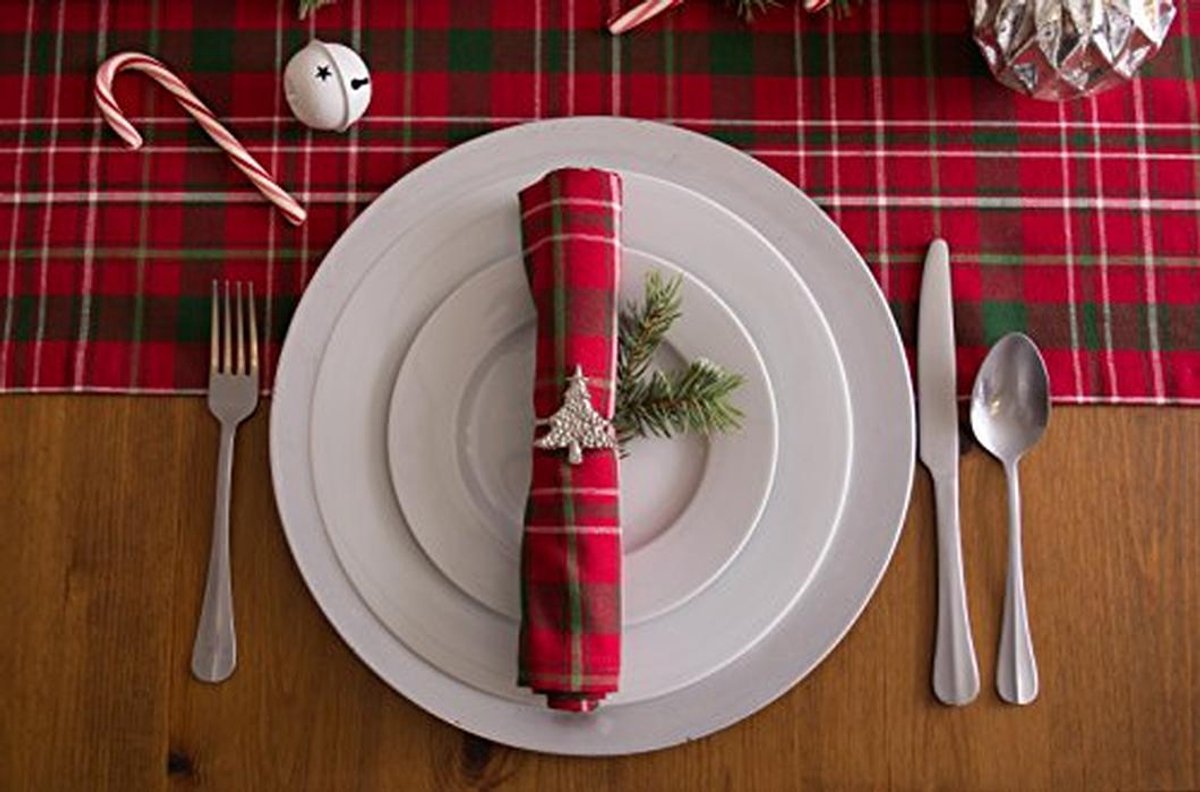 Tartan Holly Tafelloper - Rood & Groen - Kerst Decoratie - 14x72