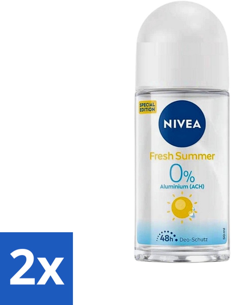 2 x Nivea - Deo Roll-On - Fresh Summer - Special Edition - 50 ml - NIVEA Fresh Summer Roll-On - 48 Uur Bescherming - Zomergeur - Anti-transpirant - Zweet En Geur